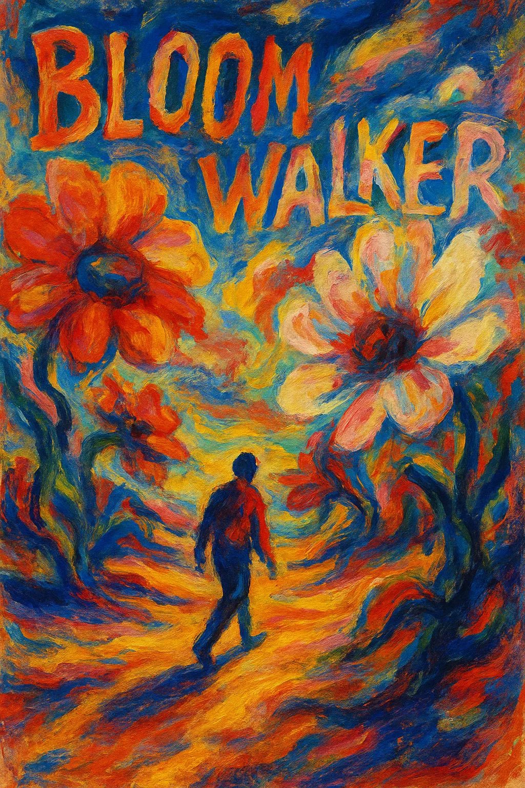 Example output from the Surreal Gouache Fantasy Poster ChatGPT prompt: Bloom Walker.