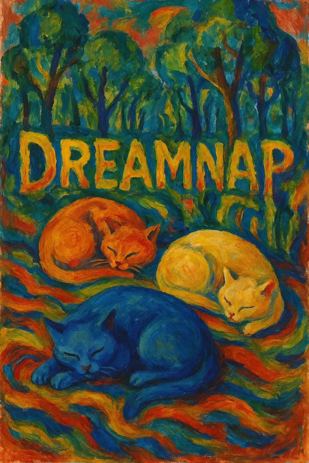 Example output from the Surreal Gouache Fantasy Poster ChatGPT prompt: Dreamnap.