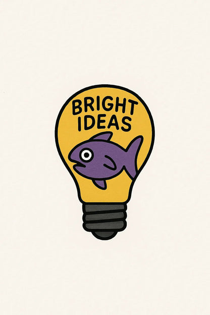 Example output from the Surreal Minimalist Flat Art ChatGPT prompt: quirky flat illustration of Bright Ideas