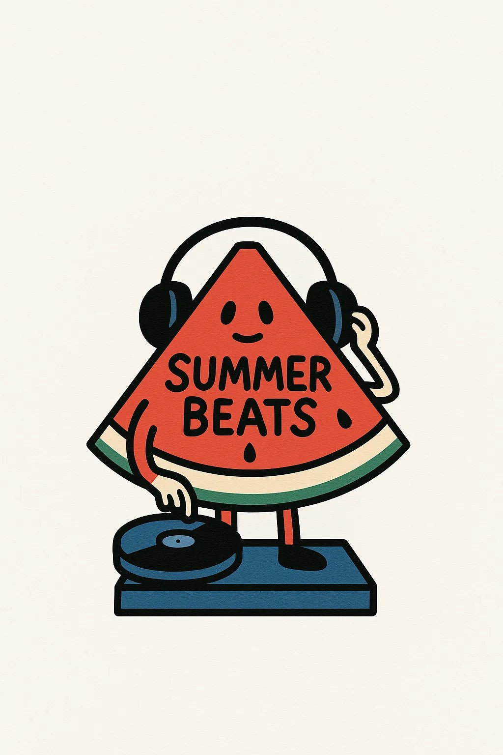 Example output from the Surreal Minimalist Flat Art ChatGPT prompt: quirky flat illustration of Summer Beats