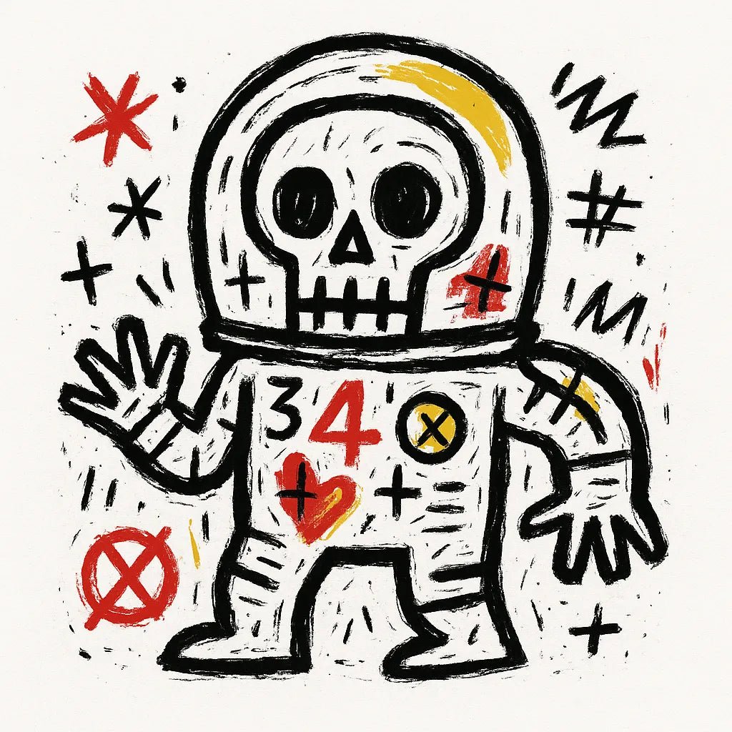 Example output from the Surreal Primitive Illustration ChatGPT prompt: Astronaut