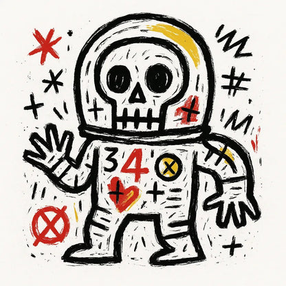 Example output from the Surreal Primitive Illustration ChatGPT prompt: Astronaut