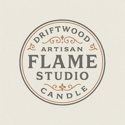 Example output from the Text Only Seal Logos ChatGPT prompt: elegant circular vintage logos with serif typography, custom 3-color palettes, and ornamental borders, designed in minimalist 1:1 layouts. Artisan Flame Studio.