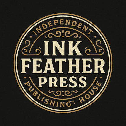 Example output from the Text Only Seal Logos ChatGPT prompt: elegant circular vintage logos with serif typography, custom 3-color palettes, and ornamental borders, designed in minimalist 1:1 layouts. Ink Feather Press.
