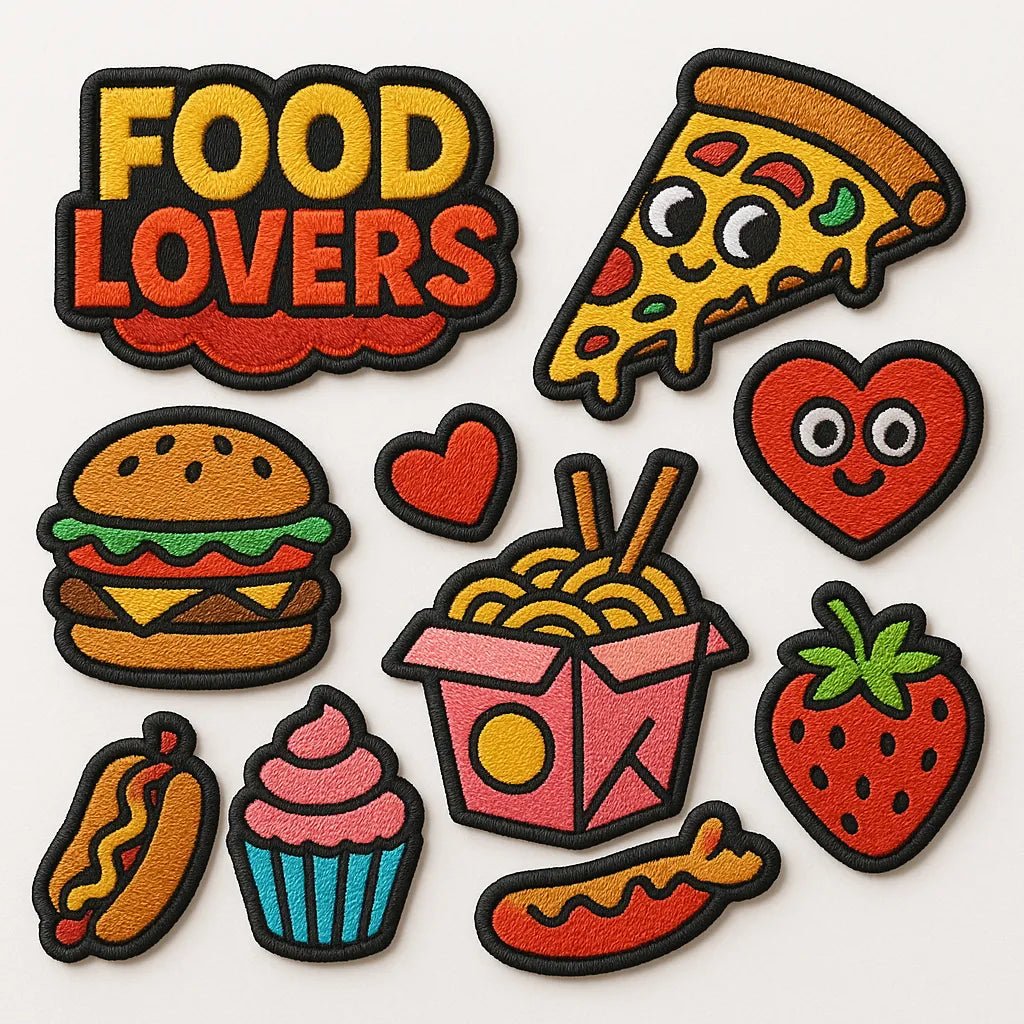Example output from the Themed Embroidery Patch Collection ChatGPT prompt: Food Lovers
