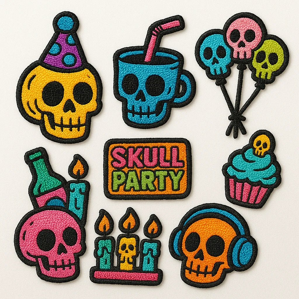Example output from the Themed Embroidery Patch Collection ChatGPT prompt: Skull Party