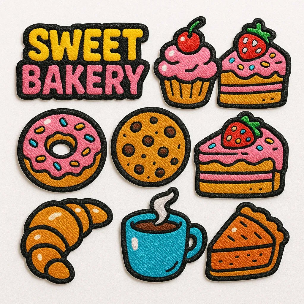 Example output from the Themed Embroidery Patch Collection ChatGPT prompt: Sweet Bakery