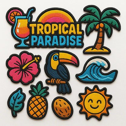 Example output from the Themed Embroidery Patch Collection ChatGPT prompt: Tropical Paradise