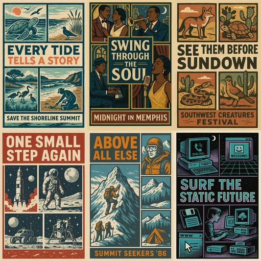 Vintage Framed Scene Posters