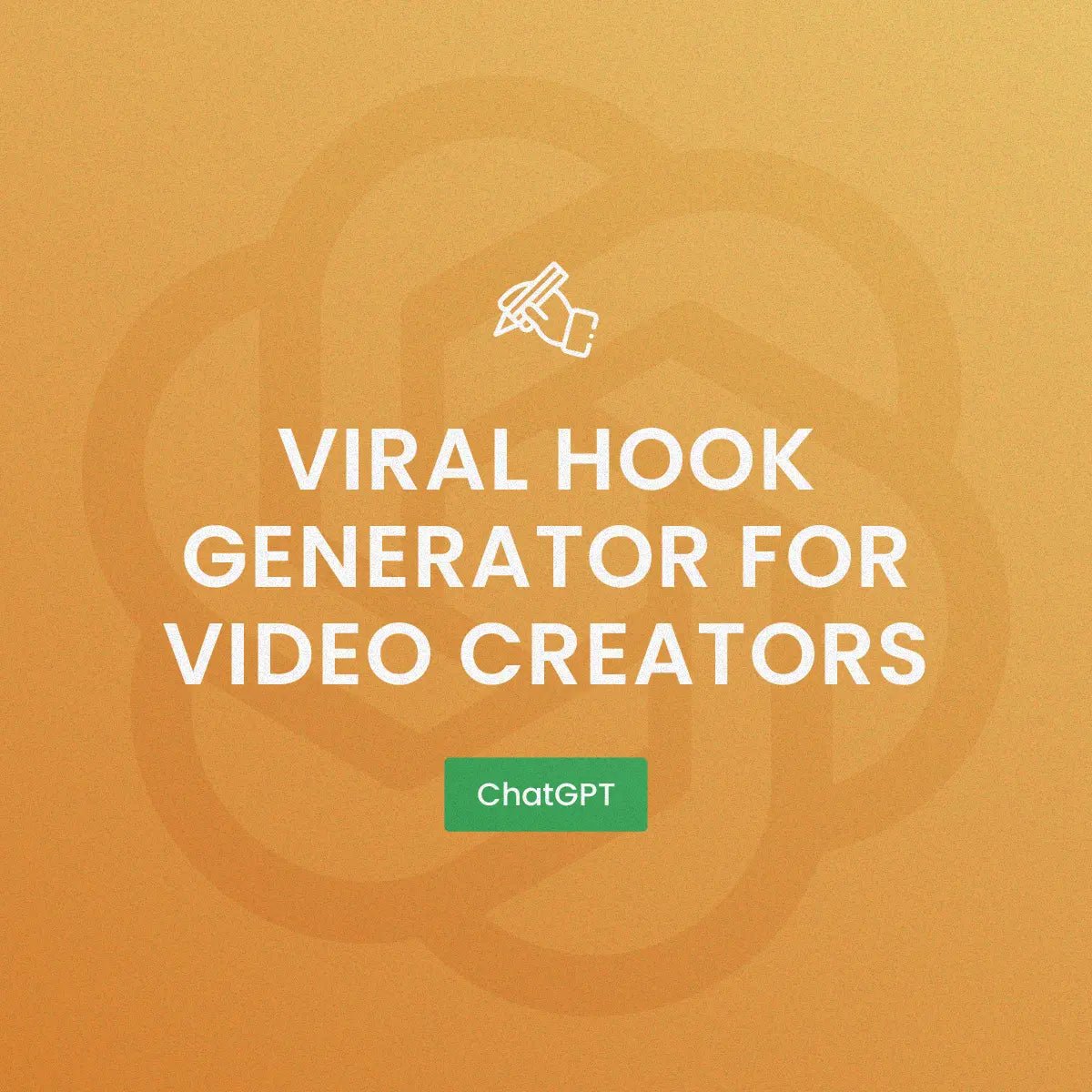 Example output from the Viral Hook Generator For Video Creators ChatGPT prompt: vibrant title graphic with iconography showcasing a high-converting prompt designed to generate 10 viral video hooks instantly.