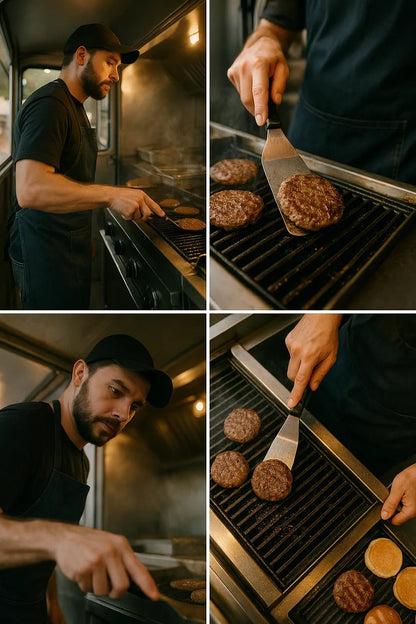 Example output from the Visualize Any Scenes With 4 Angles ChatGPT prompt: cinematic stills in four angle variations per scene. Cooking.