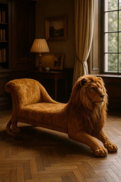 Example output from the Whimsical Animal Luxury Furniture ChatGPT prompt: Lion