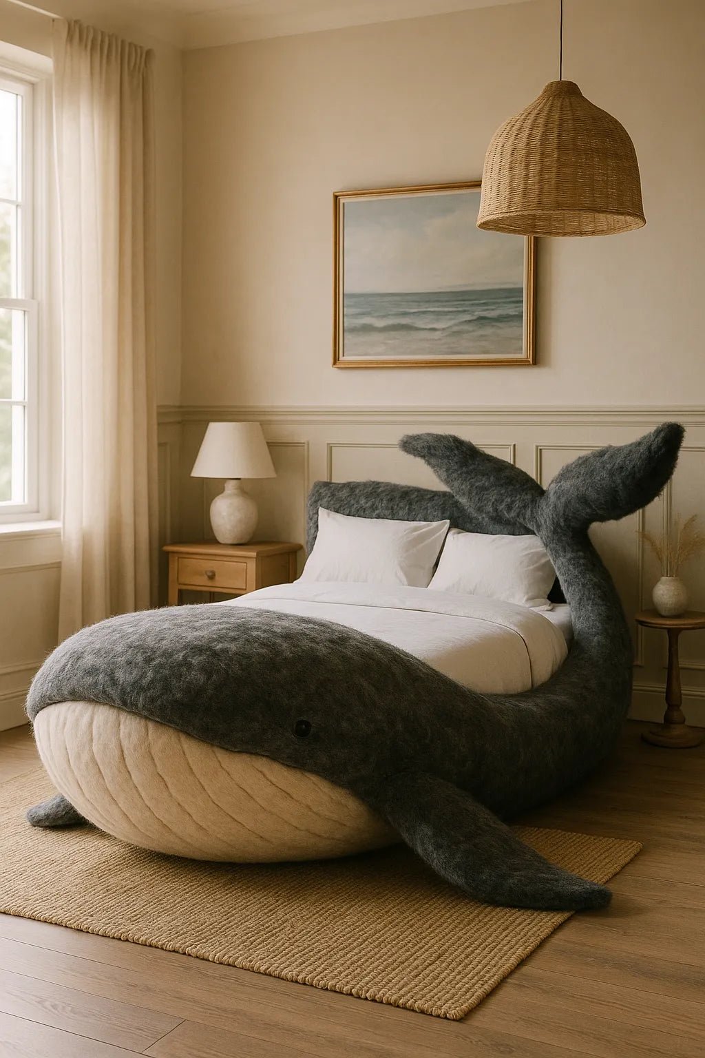 Example output from the Whimsical Animal Luxury Furniture ChatGPT prompt: Whale