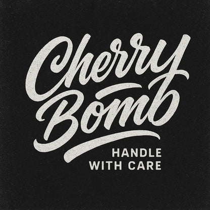 Example output from the White Bold Brush Script Logos ChatGPT prompt: Cherry Bomb.
