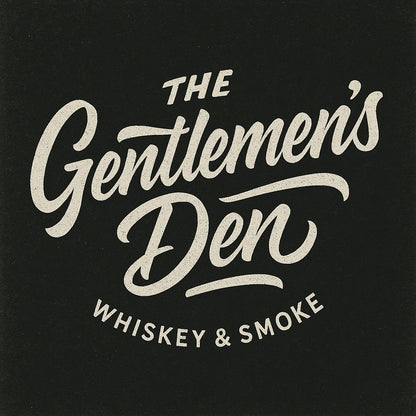 Example output from the White Bold Brush Script Logos ChatGPT prompt: The Gentlemen's Den.