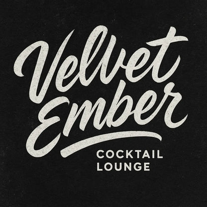 Example output from the White Bold Brush Script Logos ChatGPT prompt: Velvet Ember.