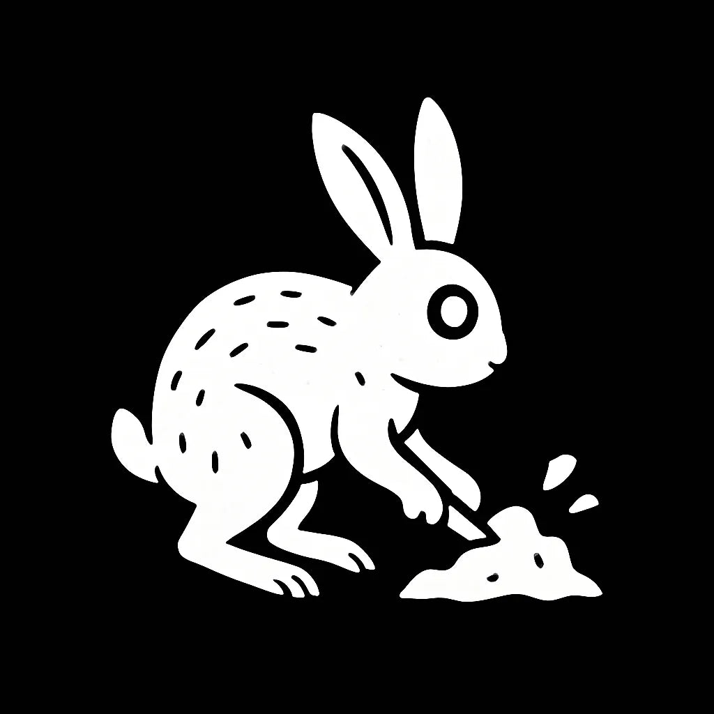 Example output from the White On Black Creature Silhouettes ChatGPT prompt: stylized white animal and fantasy silhouettes. Rabbit.